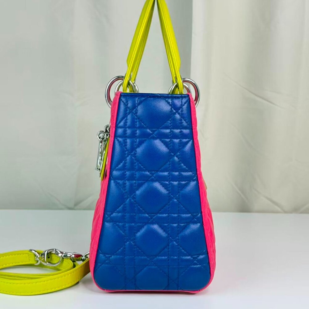 Dior Tri-color Leather Medium Lady Dior Shoulder Bag Tote - Picture 3 of 8